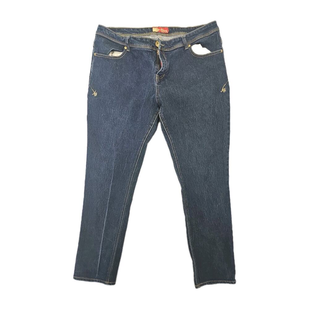 APPLE BOTTOMS Sweet to the Core Blue Jeans Wide Leg Capri Pants Plus Size W34